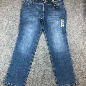 Lee Plus Flex Motion Straight Leg Womens Jeans 20W Long Medium Wash Mid Rise NWT